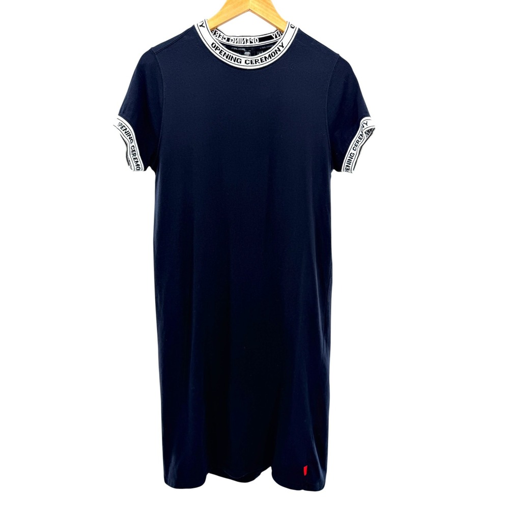 Opening Ceremony Womens Navy Blue Logo Trim T-Shirt Shift Dress S Streetwear